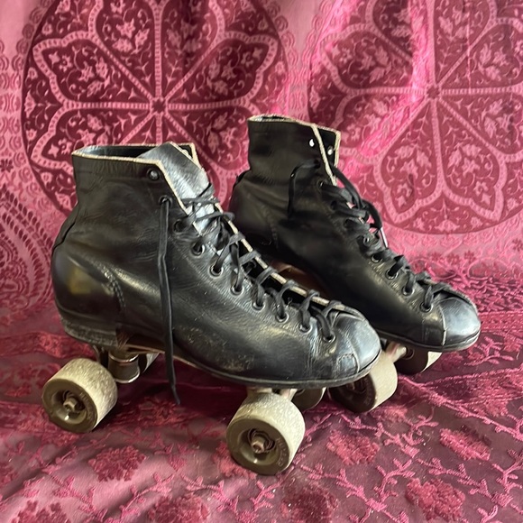 Shoes Antique Roller Derby Black Leather Roller Skates Size 8 Chicago